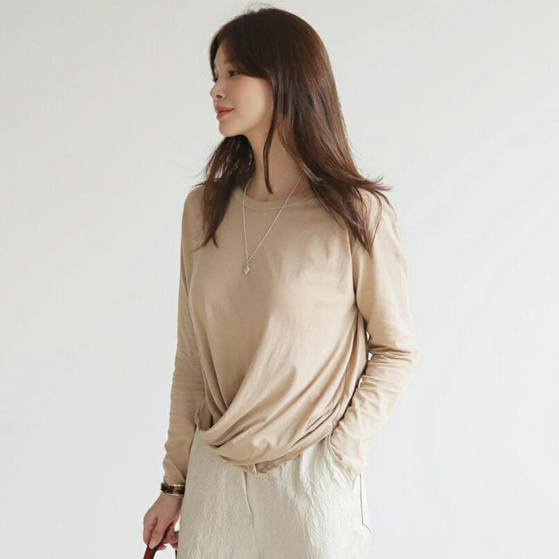 【新作10%OFF】ツイストへムTシャツ・全4色・b63823 レディース【tops】【トップス Tシャツ 長袖 ロンT 無地T
