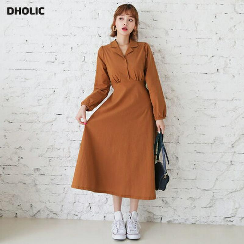 【新作10%OFF】ボタン開襟ワンピース・全4色・t60602 レディース【ops】【韓国 ファッション ワンピース ロングワン