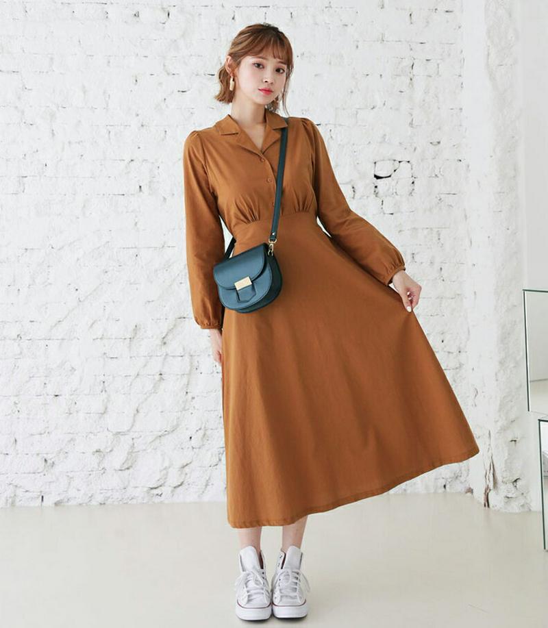 【新作10%OFF】ボタン開襟ワンピース・全4色・t60602 レディース【ops】【韓国 ファッション ワンピース ロングワン
