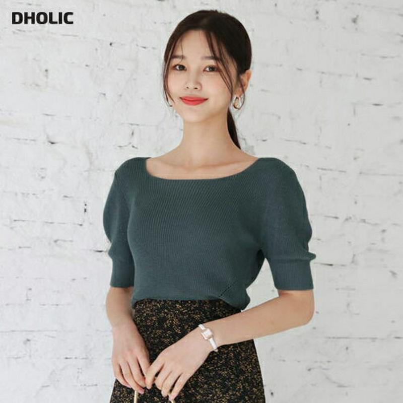【新作10%OFF】スクエアパフスリーブニット・全4色・b60599 レディース【tops】【韓国 ファッション トップス ニッ