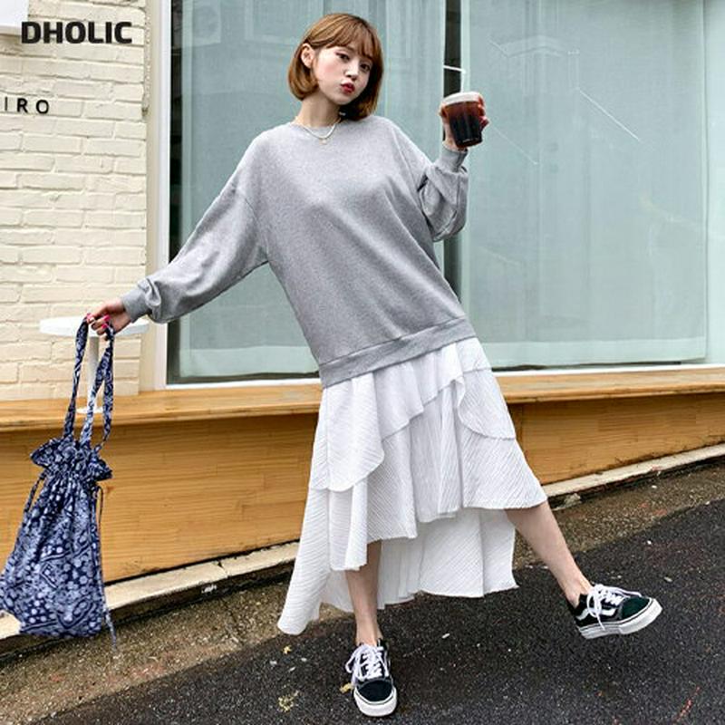 【新作10%OFF】配色プリーツワンピース・全3色・b60601 レディース【ops】【韓国 ファッション ワンピース ロングワ