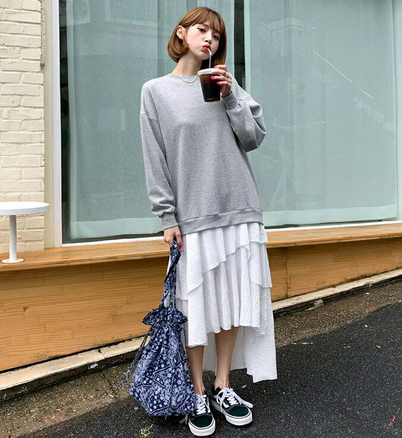 【新作10%OFF】配色プリーツワンピース・全3色・b60601 レディース【ops】【韓国 ファッション ワンピース ロングワ