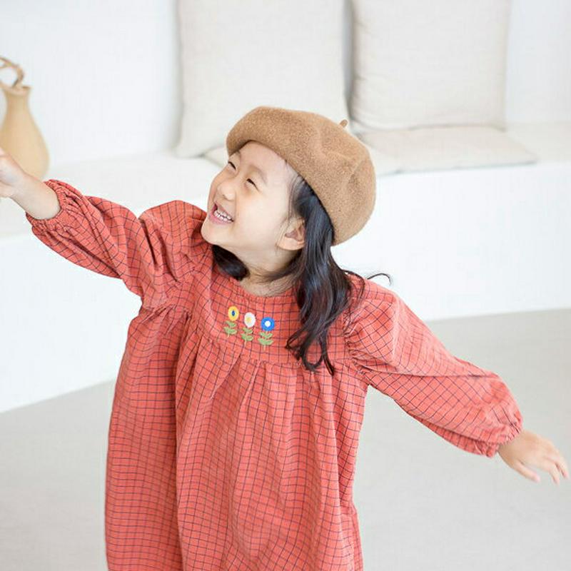 【新作10%OFF】フラワーチェックギャザーワンピース・u05130 キッズ【3~8才】【ops】【ワンピース ミディ丈 ミディ