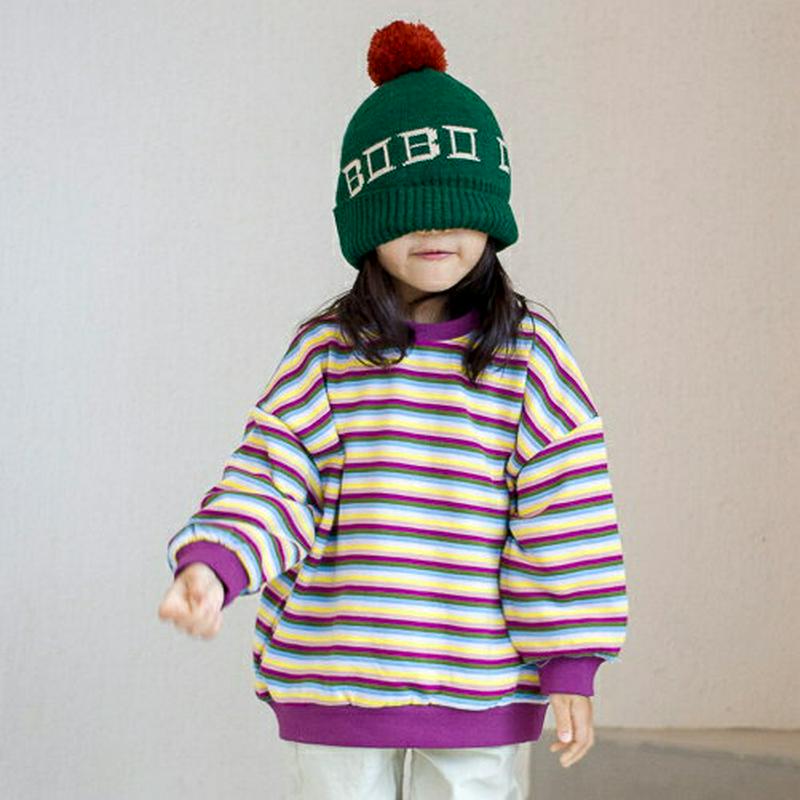 【新作10%OFF】カラフルボーダースウェット・u05119 キッズ【3~8才】【tops】【トップス スウェット トレーナー 