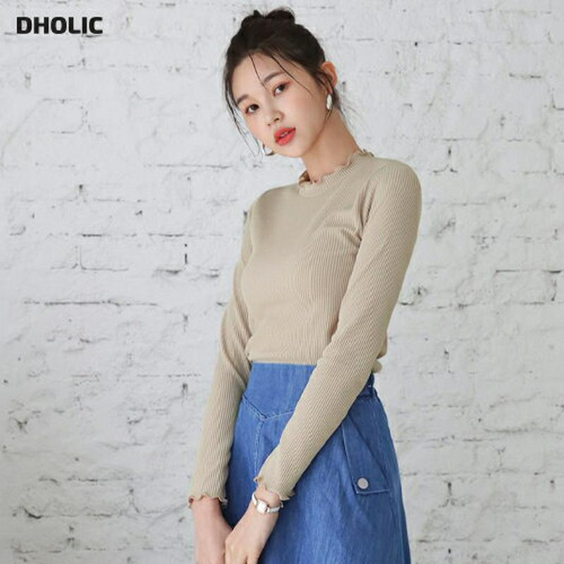 【新作10%OFF】ウェーブリブTシャツ・全4色・t60588 レディース【tops】【韓国 ファッション トップス Tシャツ 