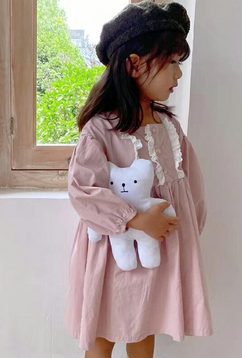 【新作10%OFF】フリルポイントスクエアネックワンピース・u05044 キッズ【3~8才】【ops】【ワンピース ミディワンピ