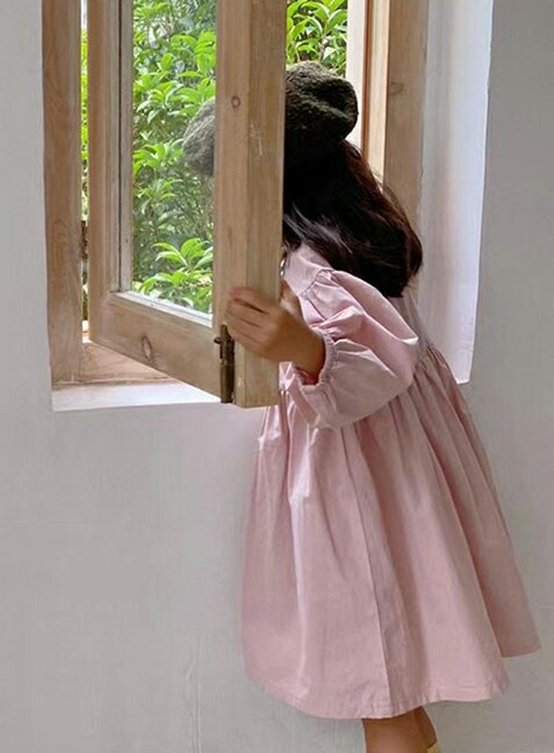 【新作10%OFF】フリルポイントスクエアネックワンピース・u05044 キッズ【3~8才】【ops】【ワンピース ミディワンピ