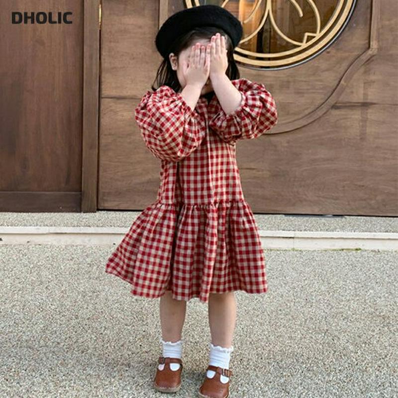 【新作10%OFF】パフスリーブチェック柄ワンピース・u05146 キッズ【3~8才】【ops】【ワンピース パフスリーブ 長袖