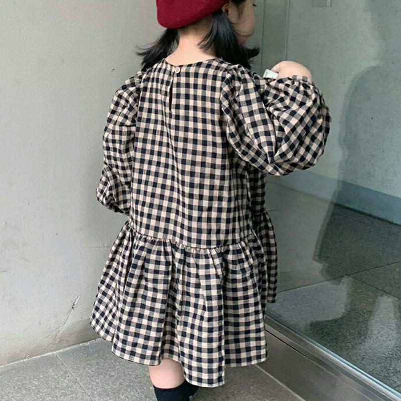 【新作10%OFF】パフスリーブチェック柄ワンピース・u05146 キッズ【3~8才】【ops】【ワンピース パフスリーブ 長袖