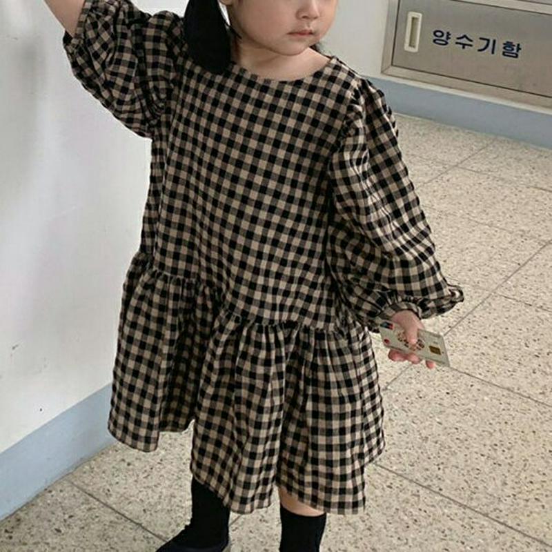 【新作10%OFF】パフスリーブチェック柄ワンピース・u05146 キッズ【3~8才】【ops】【ワンピース パフスリーブ 長袖