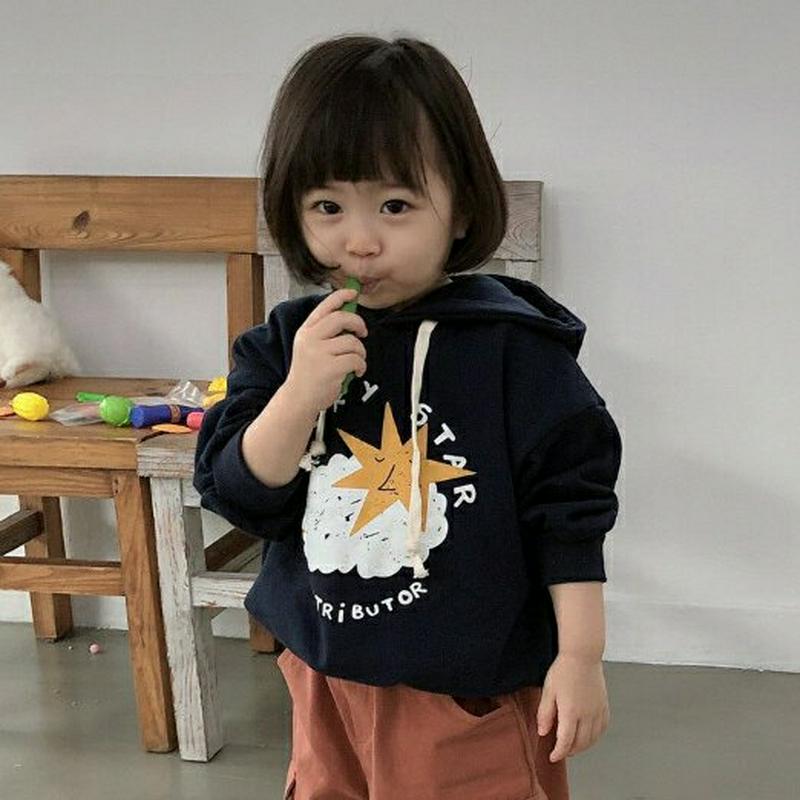 【新作10%OFF】Lucky starフーディ・u05048 キッズ【3~8才】【tops】【トップス フーディ フード ロゴ
