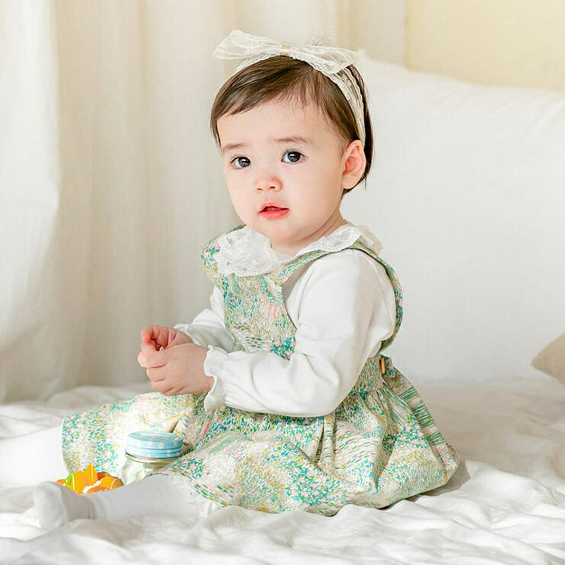 バックリボンパターンエプロンワンピース・p001273 キッズ【0~2才】【ops】【ワンピース パターン スリーブレス ミディワンピース リボン バックリボン エプロン かわいい 女の子 韓国 韓国子供服 子供 こども 子供服 こども服】【KIDS】