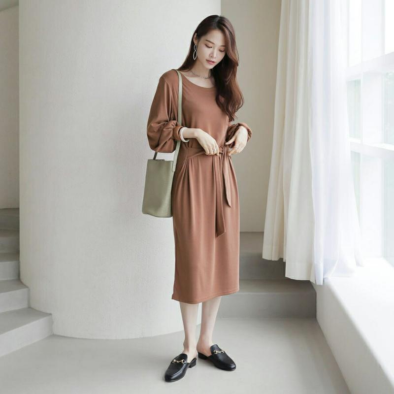 【新作10%OFF】ラウンドウエストタイワンピース・全3色・t63744 レディース【ops】【韓国 ファッション ワンピース 