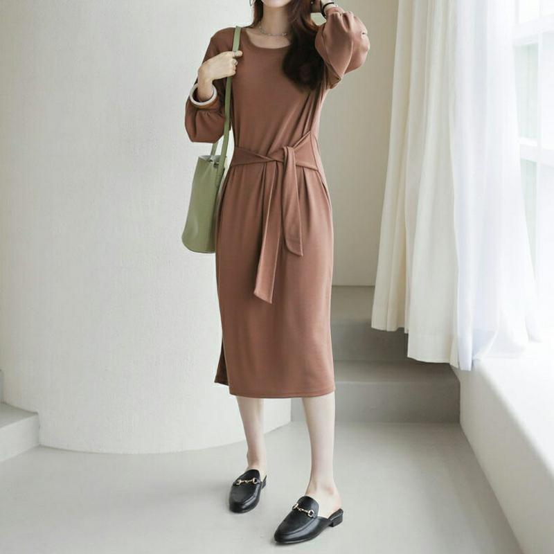 【新作10%OFF】ラウンドウエストタイワンピース・全3色・t63744 レディース【ops】【韓国 ファッション ワンピース 