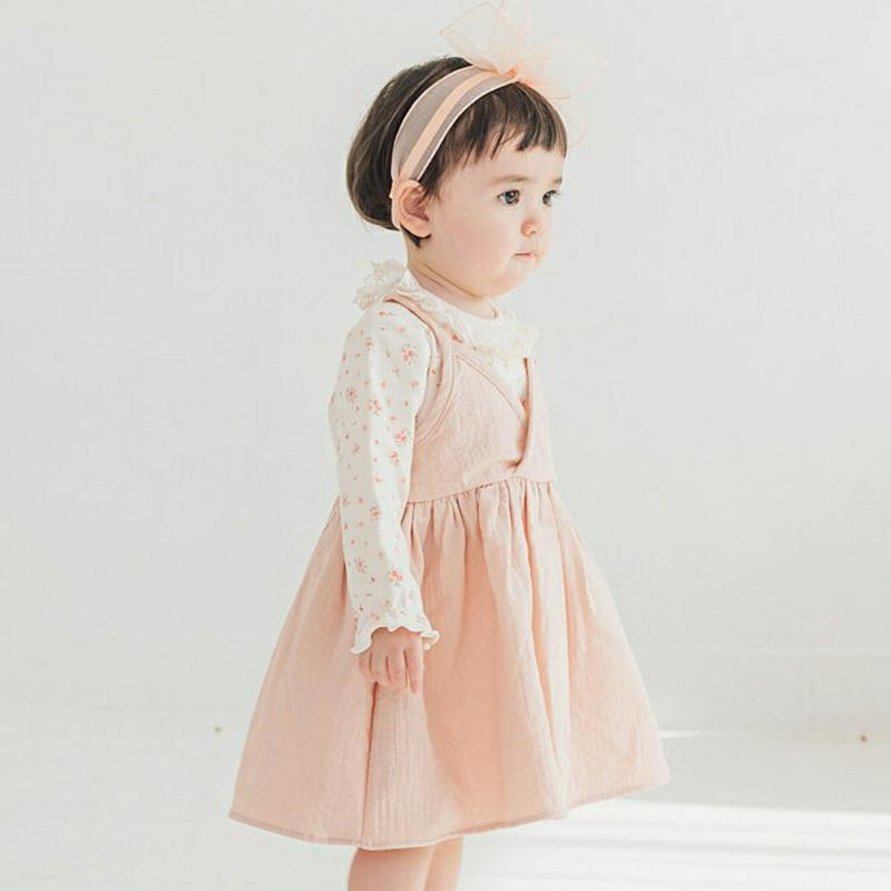 レースネックドッキングワンピース・p001194 キッズ【0~2才】【ops】【ワンピース レース レースネック ドッキングワンピース ロングワンピース 長袖 キャミソール かわいい 女の子 韓国 韓国子供服 子供 こども 子供服 こども服】【KIDS】