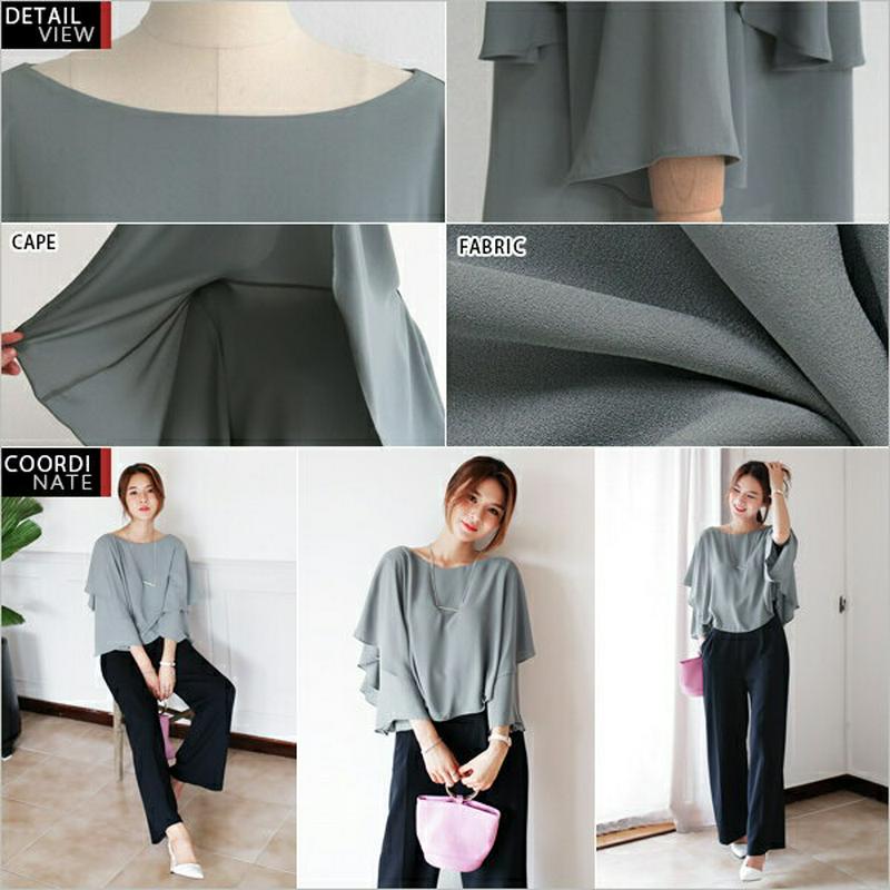 ≪人気商品再入荷≫ティアードラッフルブラウス・全4色・t45634 レディース【bl】【人気】【トップス ブラウス 半端丈 七分丈 七分袖　7分袖 7分丈 ラッフル ティアード 上品 揺れる 単色 シンプル オフィスカジュアル フォーマル 春 秋】【ハイホリHIHOLLI】