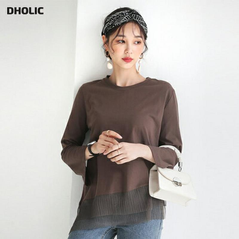 【全商品10%OFF】プリーツヘムTシャツ・全4色・b56727 レディース【tops】【韓国 ファッション トップス Tシャツ