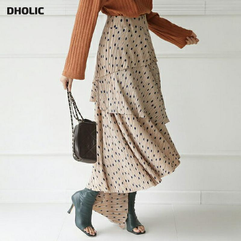 【全商品10%OFF】ドットプリーツティアードスカート・全3色・t56739 レディース【sk】【韓国 ファッション ボトムス 