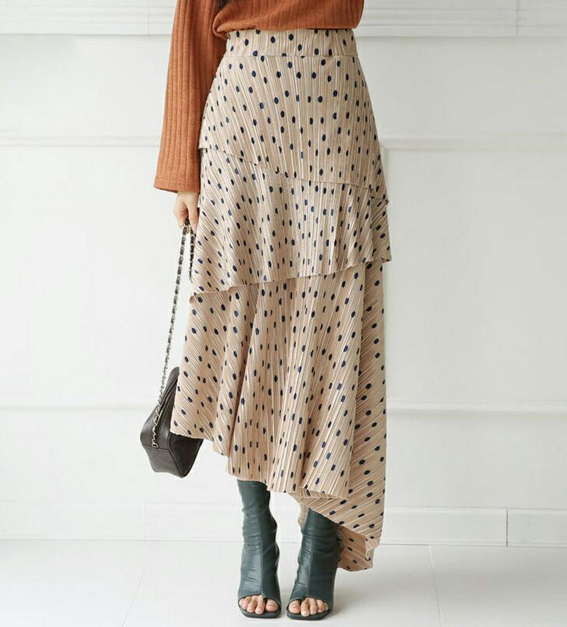 【全商品10%OFF】ドットプリーツティアードスカート・全3色・t56739 レディース【sk】【韓国 ファッション ボトムス 