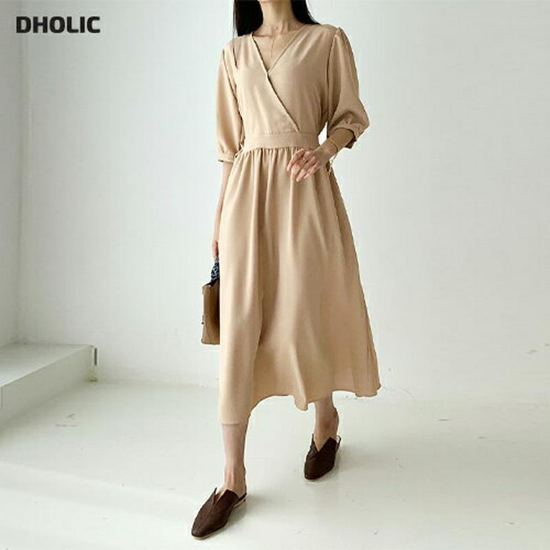 【全商品10%OFF】リボンカシュクールワンピース・全2色・b56730 レディース【ops】【韓国 ファッション ワンピース 