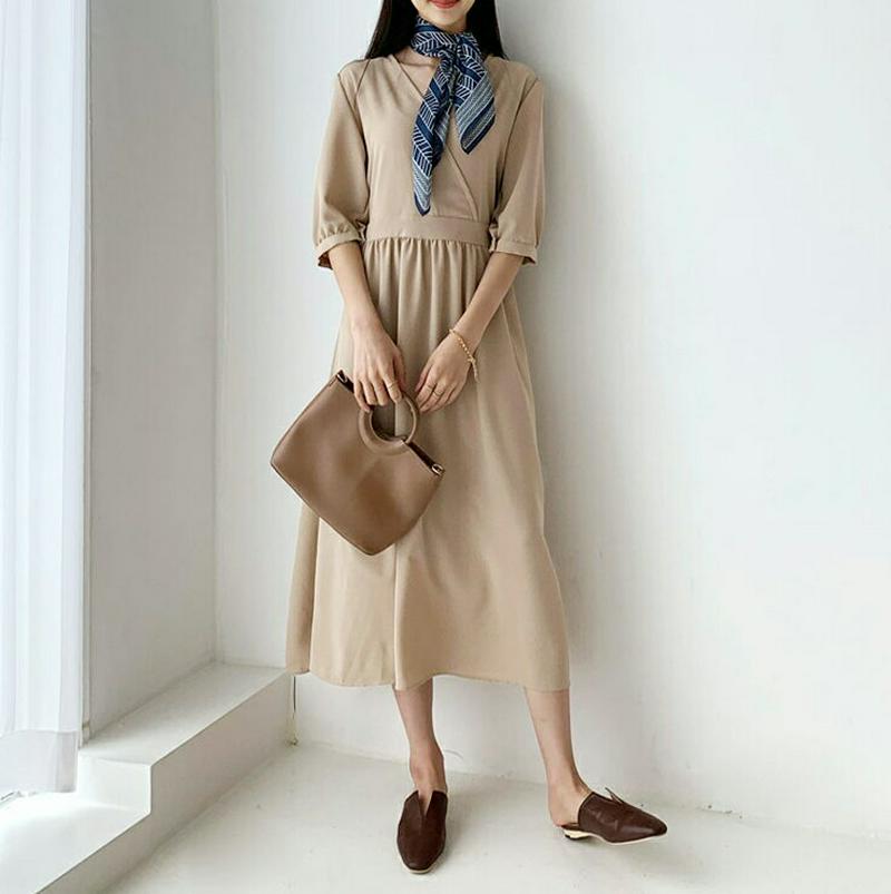 【全商品10%OFF】リボンカシュクールワンピース・全2色・b56730 レディース【ops】【韓国 ファッション ワンピース 