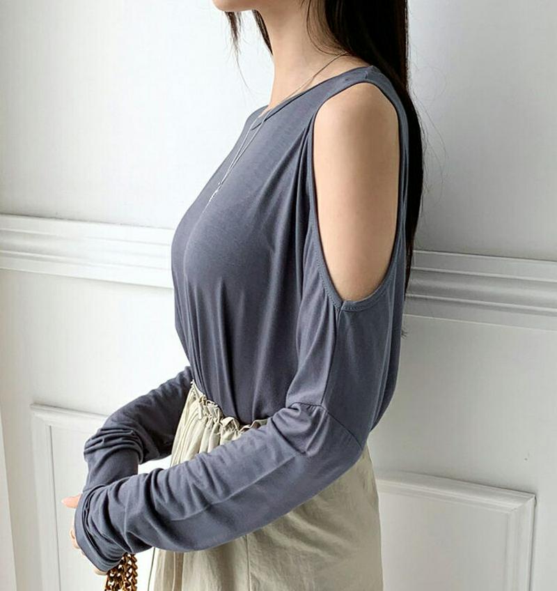 【全商品10%OFF】オープンロングスリーブTシャツ・全4色・b56728 レディース【tops】【韓国 ファッション トップス