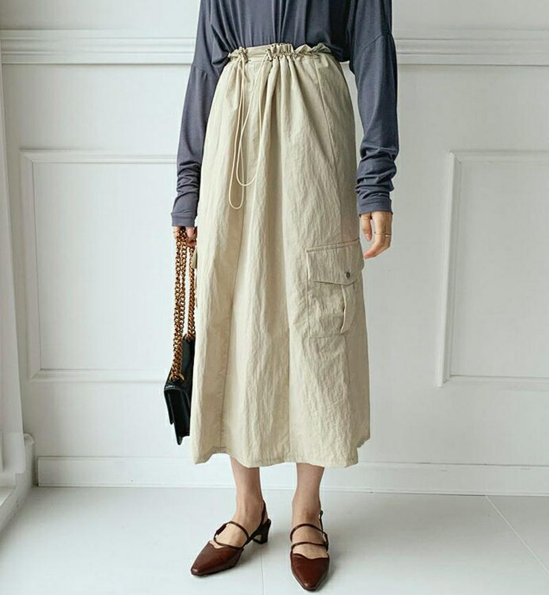 【全商品10%OFF】ポケットドロストスカート・全4色・t56747 レディース【sk】【韓国 ファッション ボトムス スカート