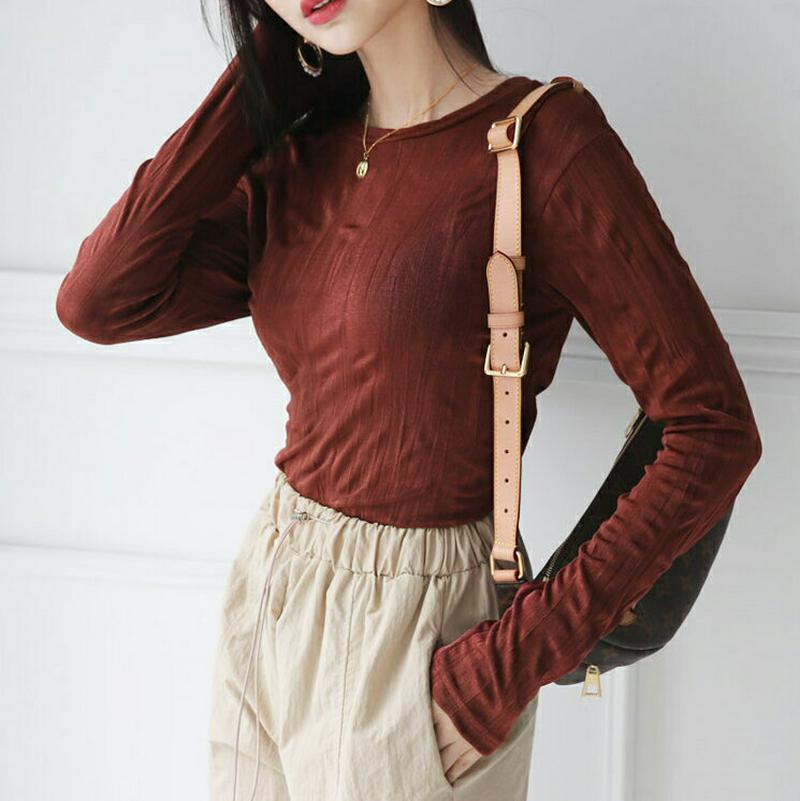 【全商品10%OFF】ラウンドリンクルTシャツ・全5色・t56726 レディース【tops】【韓国 ファッション トップス Tシ