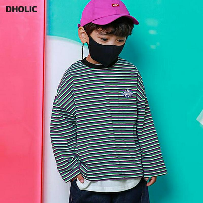 ミニパッチボーダーTシャツ・u05019 キッズ【3~8才】【tops】【トップス Tシャツ 長袖 ロングスリーブ ミニ パッチ