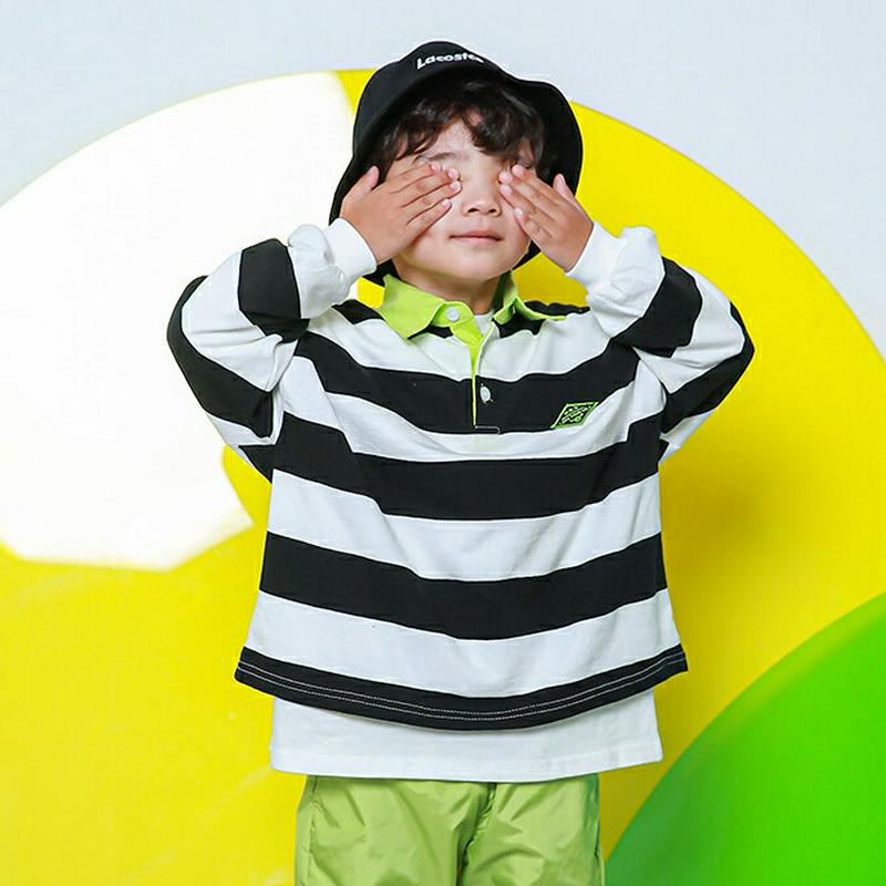ミニパッチボーダーカラーTシャツ・u05024 キッズ【3~8才】【tops】【トップス Tシャツ 長袖 ロングスリーブ ミニ 