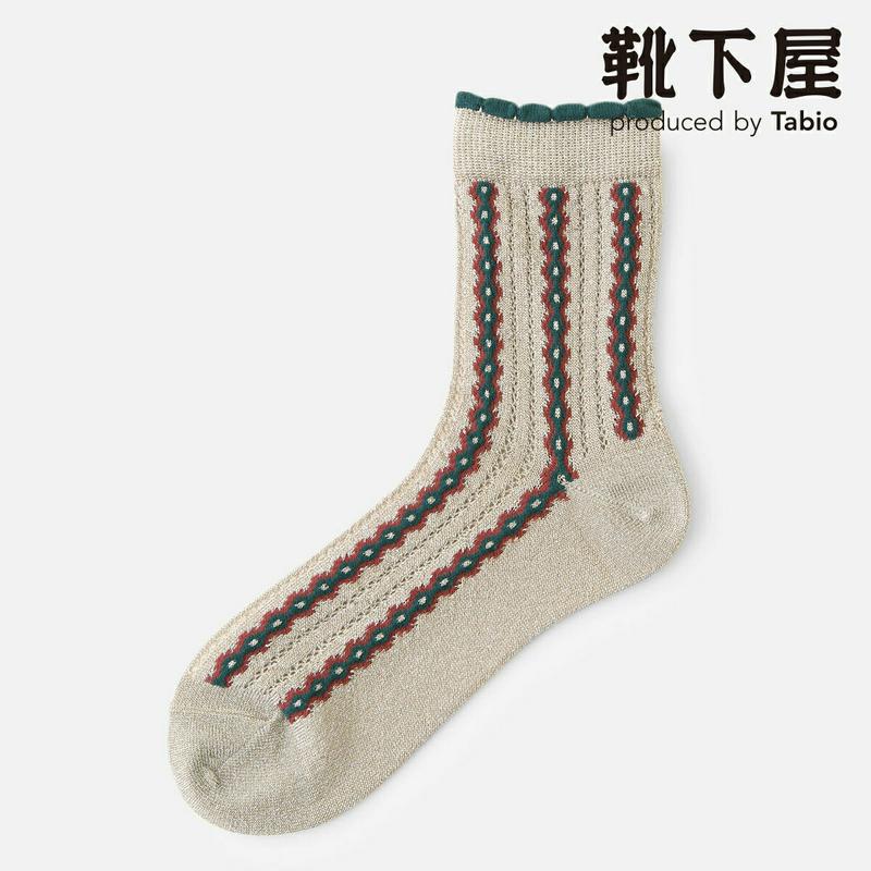 【あす楽】【Tabio】 メッシュ幾何ストライプショートソックス / 靴下屋 靴下 タビオ くつ下 ショート レディース 日本製