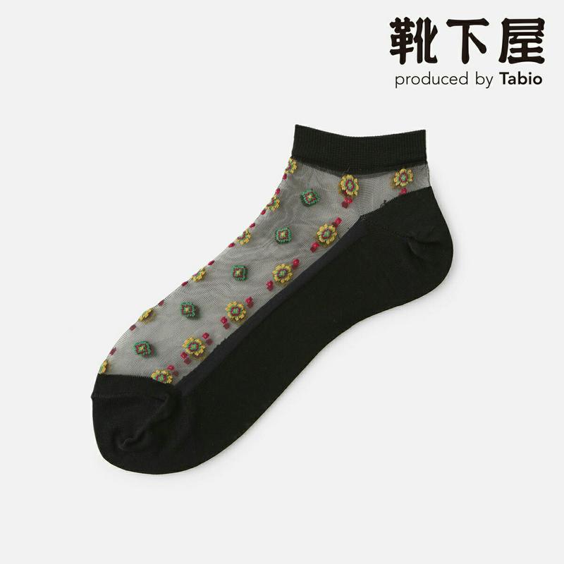【全品送料無料★〜6/11 23:59迄】【あす楽】【Tabio】 シースルーチーフ柄スニーカー用ソックス / 靴下屋 靴下 タビオ くつ下 レディース 日本製