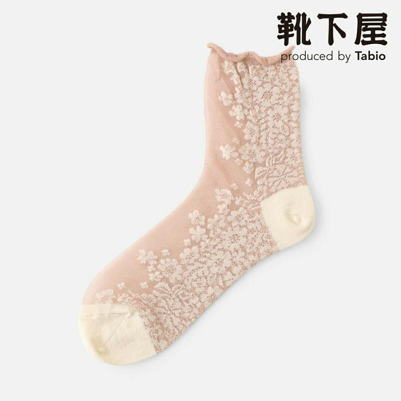 【あす楽】【靴下屋】 シアーラメフロント小花柄ショートソックス / 靴下 タビオ Tabio くつ下 ショート レディース 日本