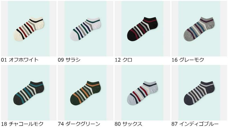 【クーポンで3足1,100円】【Mighty Soxer】 メンズ マルチボーダースニーカー用ソックス / 靴下屋 3pairs 靴下 タビオ マイティソクサー くつ下 メンズ 日本製