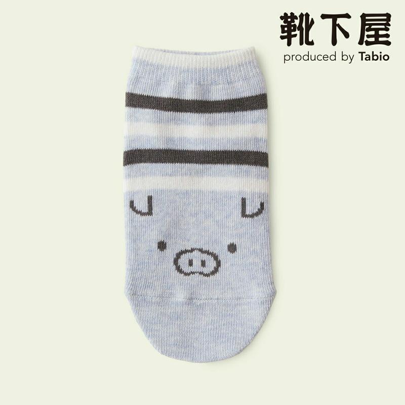 【クーポンで3足1,100円】【Mighty Soxer】 キッズ ブタさんボーダースニーカー用ソックス 16.0〜18.0cm / 靴下屋 3pairs 靴下 タビオ マイティソクサー くつ下 キッズ 日本製