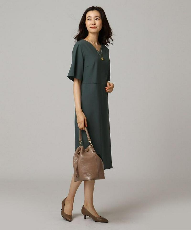 トスカーナブリーゼストレッチ袖フレアワンピース