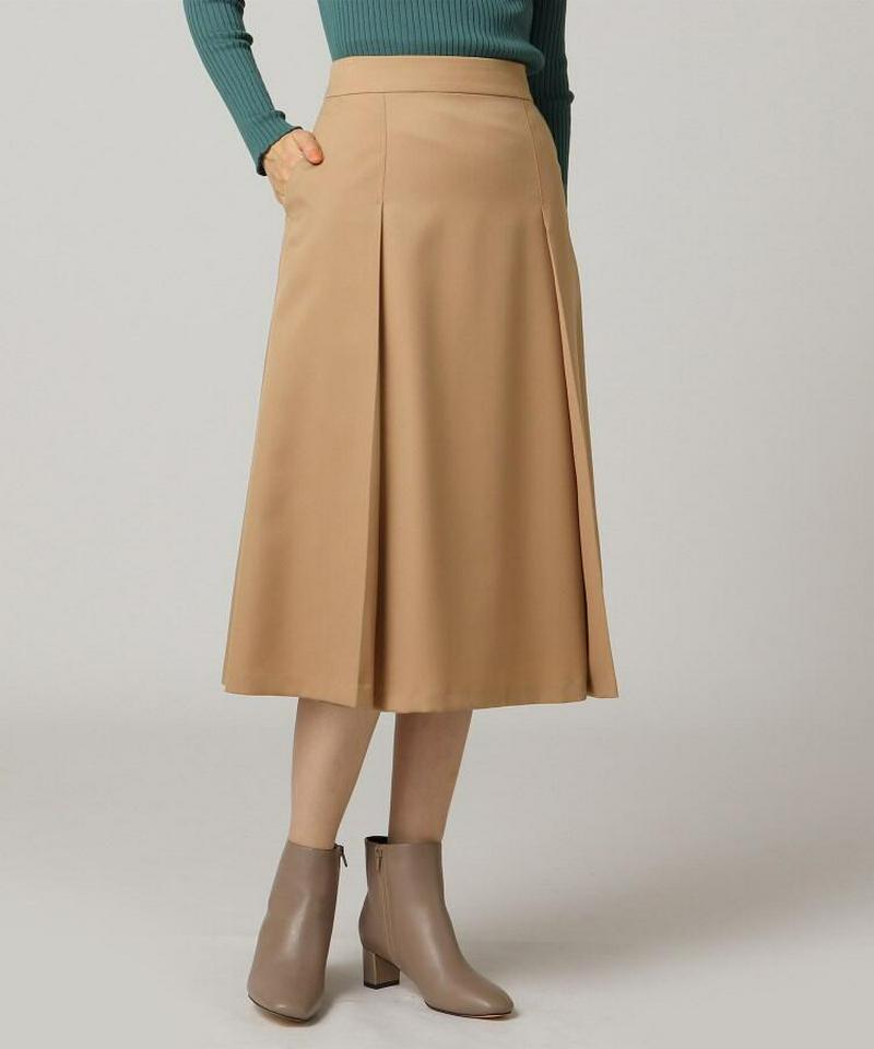ウール混タックフレアスカート