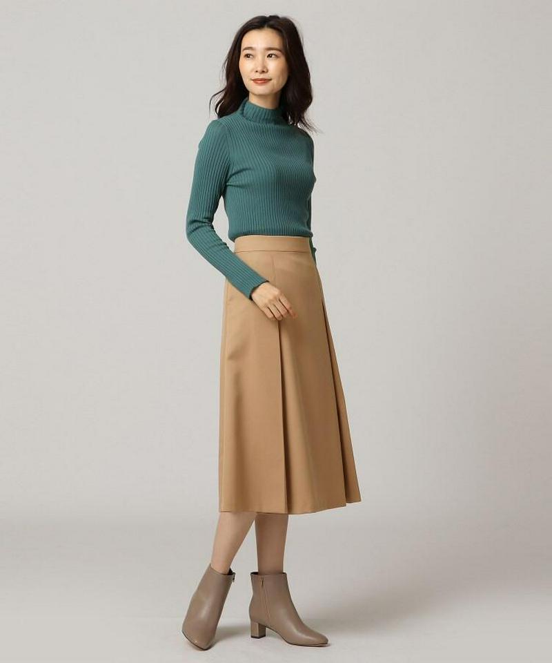 ウール混タックフレアスカート