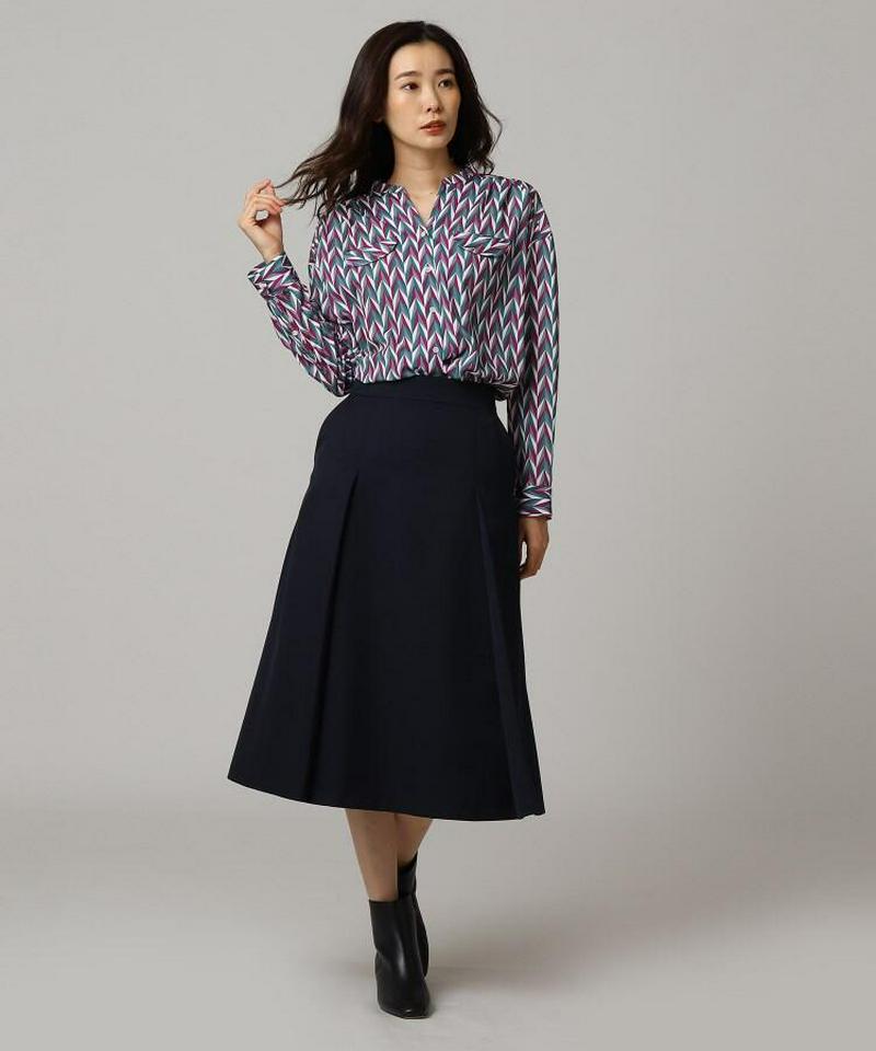 ウール混タックフレアスカート