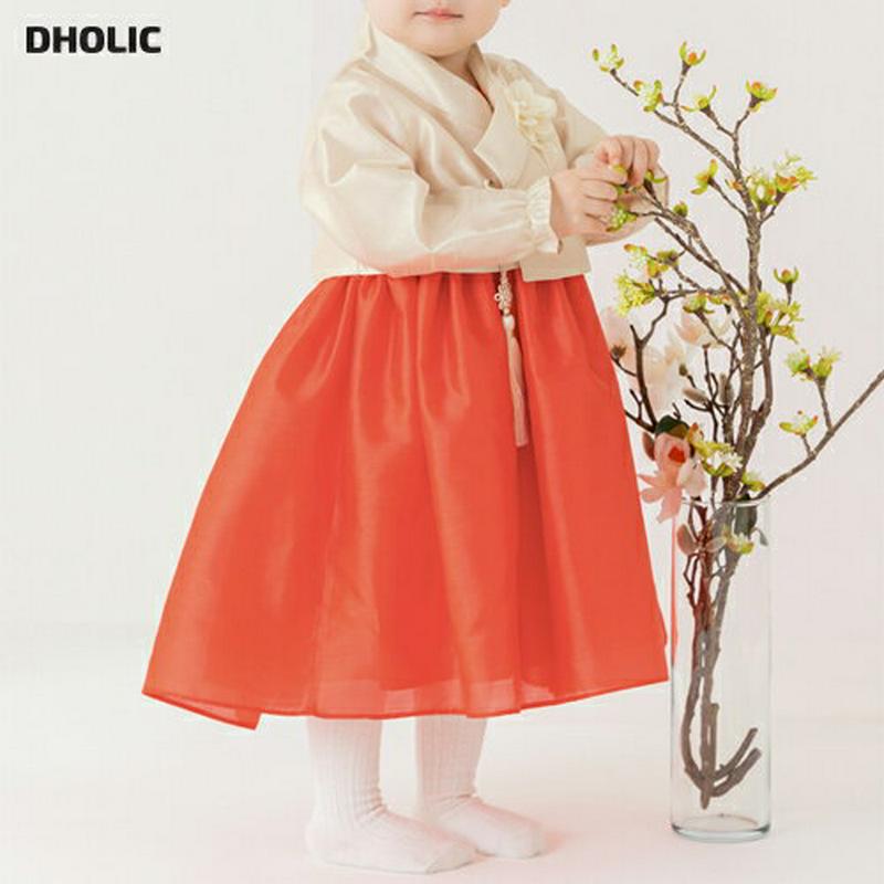 【送料無料】ブローチ付ノットタッセル韓服SET(チェリーレッド)・p005121 キッズ【0~2才】【set】【セットアップ セット setup 長袖 ロングワンピース ブローチ タッセル 韓服 チマチョゴリ 女の子 ベビー 韓国 韓国子供服 こども 子供服 】【KIDS】