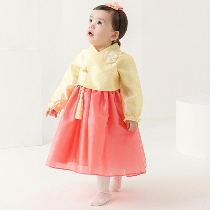 【送料無料】ブローチ付ノットタッセル韓服SET(ピンク)・p005120 キッズ【0~2才】【set】【セットアップ セット setup 長袖 ロングワンピース ブローチ タッセル 韓服 チマチョゴリ 女の子 ベビー 韓国 韓国子供服 こども 子供服 こども服】【KIDS】