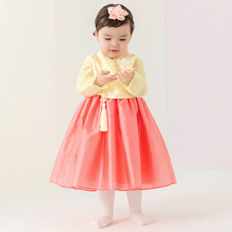 【送料無料】ブローチ付ノットタッセル韓服SET(ピンク)・p005120 キッズ【0~2才】【set】【セットアップ セット setup 長袖 ロングワンピース ブローチ タッセル 韓服 チマチョゴリ 女の子 ベビー 韓国 韓国子供服 こども 子供服 こども服】【KIDS】