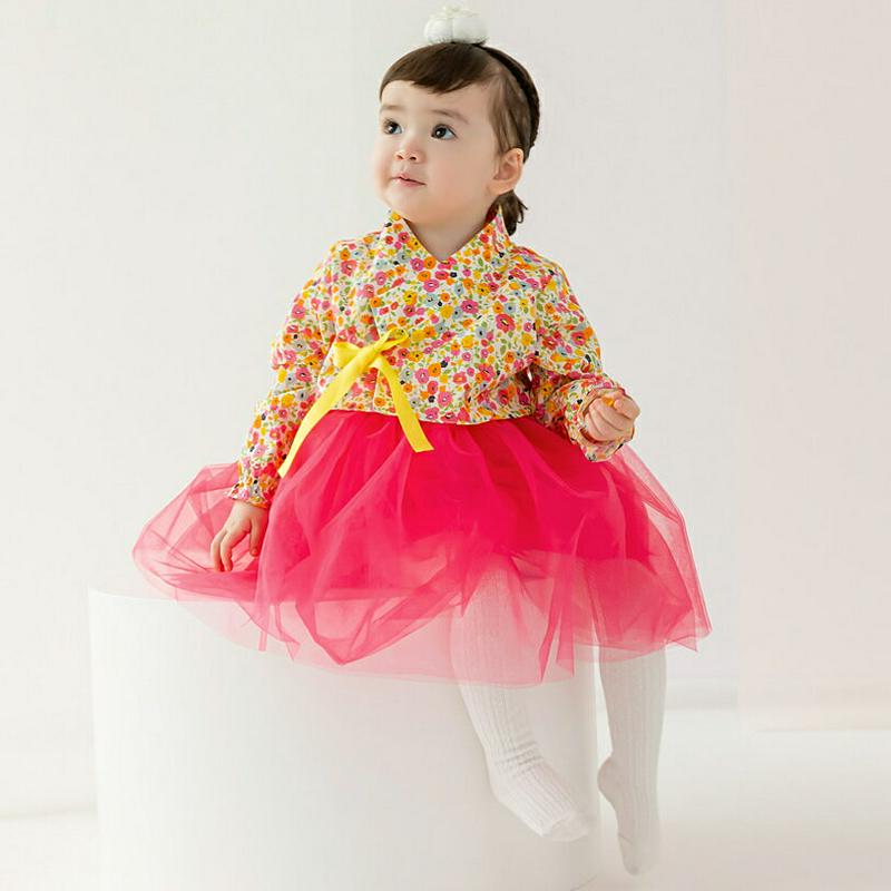 花柄トップ&ピンクワンピース韓服SET・p005115 キッズ【0~2才】【set】【セットアップ セット setup 長袖 ロングワンピース 花柄 韓服 チマチョゴリ ガーリー 女の子 ベビー プレゼント 韓国 韓国子供服 子供 こども 子供服 こども服】【KIDS】