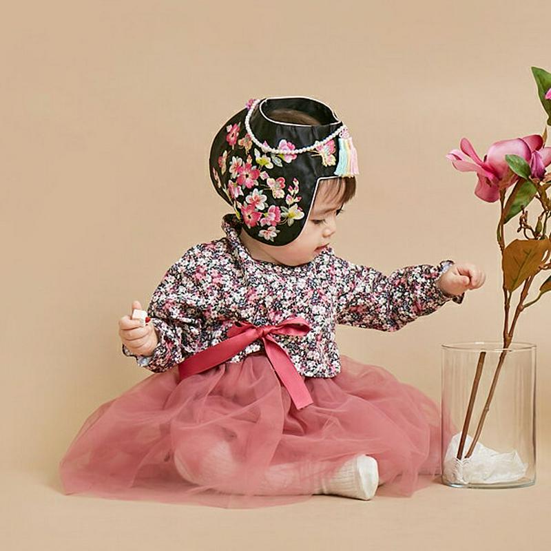 花柄ショートトップ&ワンピース韓服SET・p005082 キッズ【0~2才】【set】【セットアップ セット setup 長袖 ロングワンピース 花柄 韓服 チマチョゴリ ガーリー 女の子 ベビー プレゼント 韓国 韓国子供服 子供 こども 子供服 こども服】【KIDS】