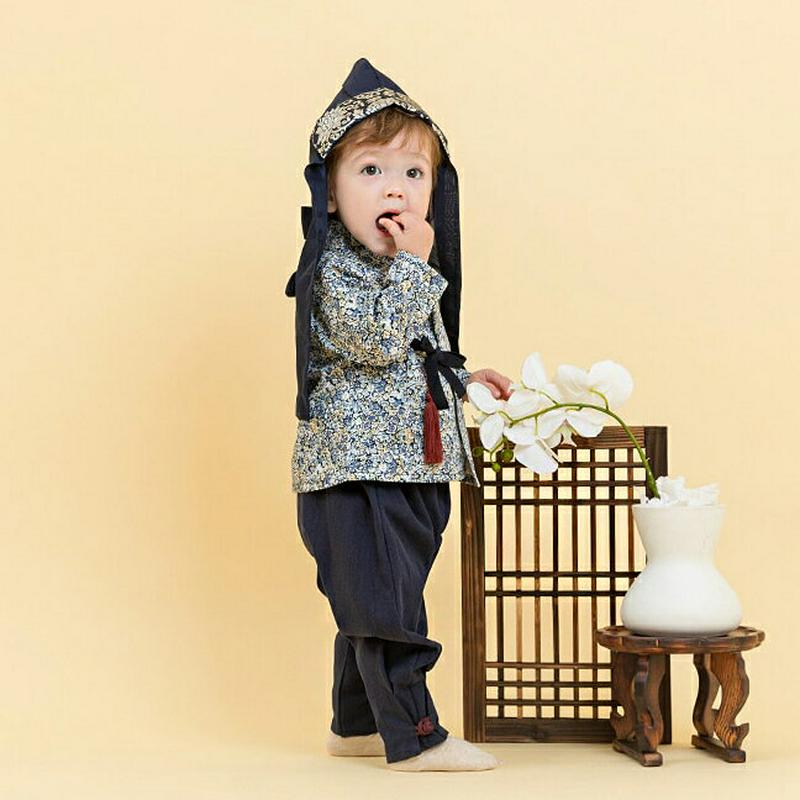 タッセルパターントップ&パンツ韓服SET・p005075 キッズ【0~2才】【set】【セットアップ セット setup 長袖 長ズボン パンツ 韓服 パターン タッセル パジチョゴリ 上品 男の子 ベビー プレゼント 韓国 韓国子供服 子供 こども 子供服 こども服】【KIDS】
