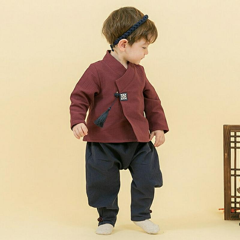 タッセルポイントパンツ韓服SET・p005079 キッズ【0~2才】【set】【セットアップ セット setup 長袖 長ズボン パンツ 韓服 シンプル タッセル パジチョゴリ 上品 男の子 ベビー プレゼント 韓国 韓国子供服 子供 こども 子供服 こども服】【KIDS】