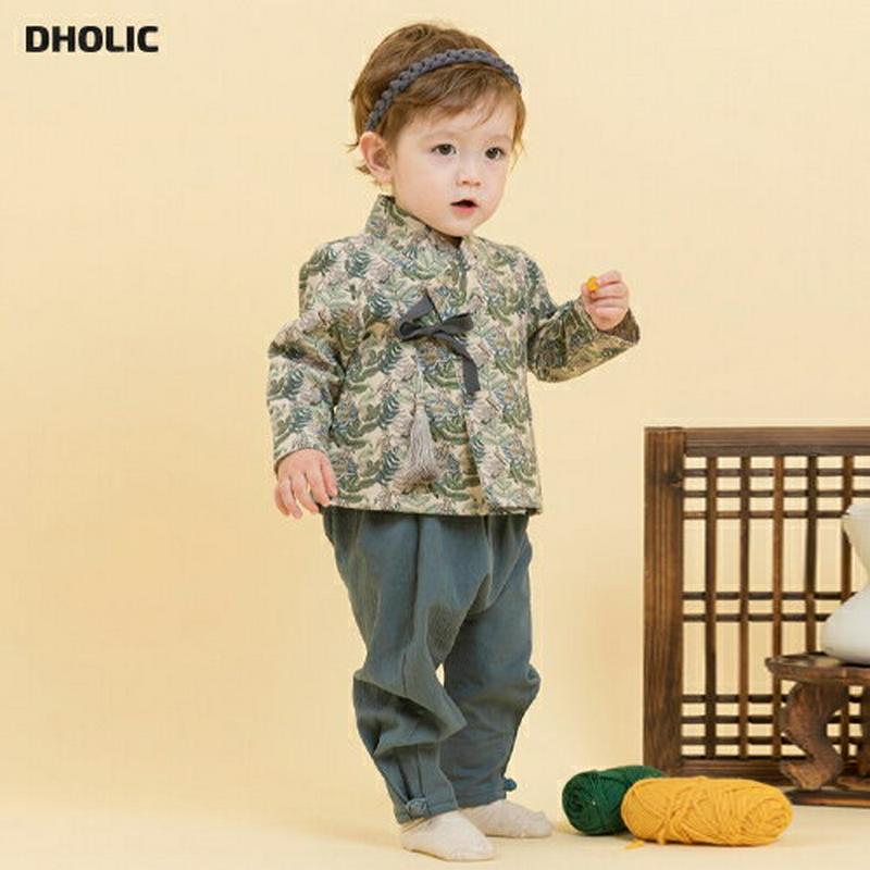 パターントップカラーパンツ韓服SET・p005063 キッズ【0~2才】【set】【セットアップ セット setup 長袖 長ズボン パンツ 韓服 パターン タッセル パジチョゴリ 上品 男の子 ベビー プレゼント 韓国 韓国子供服 子供 こども 子供服 こども服】【KIDS】