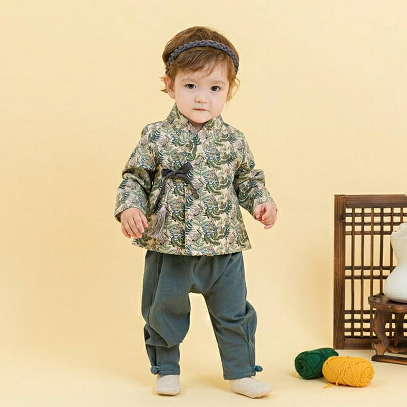 パターントップカラーパンツ韓服SET・p005063 キッズ【0~2才】【set】【セットアップ セット setup 長袖 長ズボン パンツ 韓服 パターン タッセル パジチョゴリ 上品 男の子 ベビー プレゼント 韓国 韓国子供服 子供 こども 子供服 こども服】【KIDS】