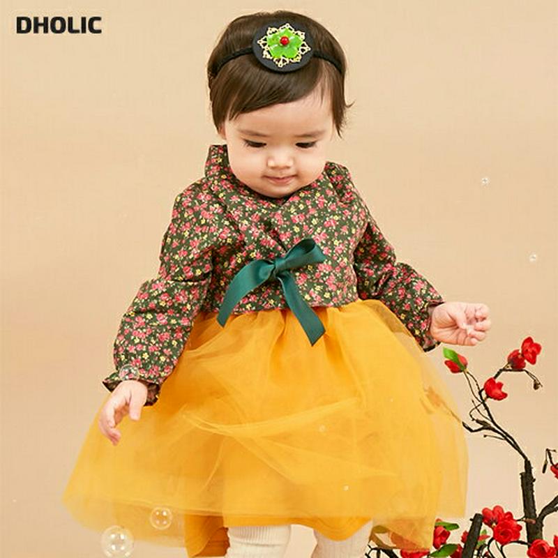 花柄リボンワンピース韓服SET・p005084 キッズ【0~2才】【set】【セットアップ セット setup 長袖 ロングワンピース 花柄 リボン 韓服 チマチョゴリ ガーリー 女の子 ベビー 韓国 韓国子供服 子供 こども 子供服 こども服】【KIDS】