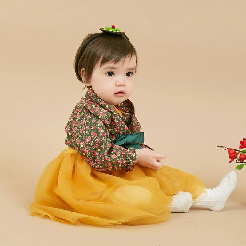 花柄リボンワンピース韓服SET・p005084 キッズ【0~2才】【set】【セットアップ セット setup 長袖 ロングワンピース 花柄 リボン 韓服 チマチョゴリ ガーリー 女の子 ベビー 韓国 韓国子供服 子供 こども 子供服 こども服】【KIDS】